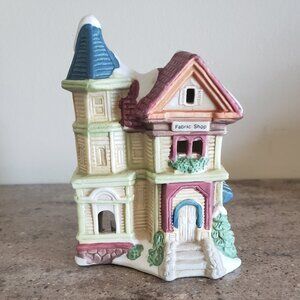 Vintage 1993 Bisque Victorian Fabric Shop 5.5" tall